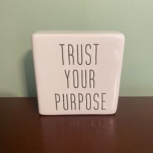 🍀White Ceramic Block with Inspirational Message